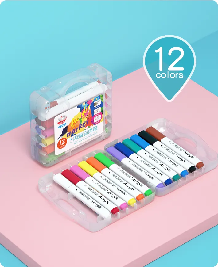 Aanpasbare Diverse Kleuren Driehoek Vorm Acryl Marker Set Ronde Neus Tip Voor Kinderen Kleurboek Krabbelen Graffiti