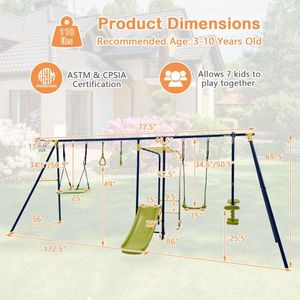 Set Altalena da Esterno a Forma di A 7-in-1 Stabile per Giardino, per Bambini e Adulti - Product Image 4