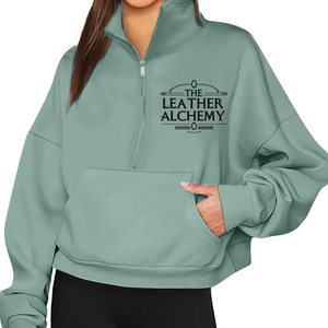 <b>Women</b> Quarter Zip Pullover Sweatshirt Modern Fashion Casual Wear Soft Fleece Fabric Comfortable Winter Essential <b>Top</b> - Product Image 1