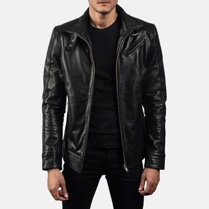 Men’s Leather Motorcycle <b>Jacket</b> – Winter <b>Fleece</b> <b>Lined</b> Zipper Closure Custom Logo OEM ODM Wholesale - Product Image 1