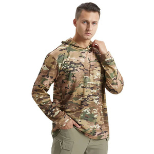 Custom High Quality Men's Blue And Camouflage Long Sleeve Hoodie Sublimation Print Quick Dry UPF 50 Fishing Wear - Product Image 3