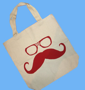 Sac fourre-tout en jute pour femmes avec imprimé vintage moustache, ouverture supérieure |   Sac de courses décontracté, écologique, réutilisable, sac à main pour tous les jours - Product Image 3