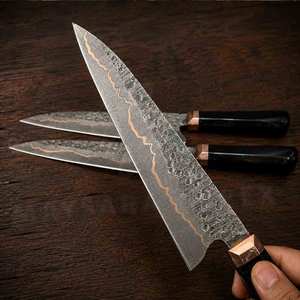 Cuchillo de Chef de Lujo Hecho a Mano con Mango de Turquesa, Cuchillo de Cocina con Hoja de Cobre y Damasco, para Regalo de Aniversario y Navidad - Product Image 4