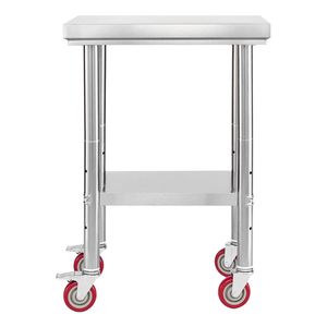 24 X 18 Inches Stainless Steel <b>Table</b> with Wheels Commercial <b>Kitchen</b> <b>Prep</b> Workstation Adjustable Undershelf for Food Preparation - Product Image 6