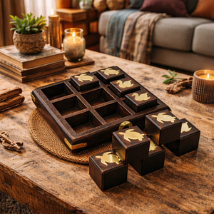 Handmade Wooden <b>Tic</b> <b>Tac</b> <b>Toe</b> Game Set | Indian Rosewood Noughts and Crosses <b>Board</b> Game | Decorative Strategy Game Gift - Product Image 2