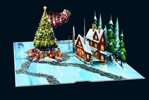 Tarjeta de Felicitación Navideña 3D Pop-Up con Escena de Casa en el Árbol, Papel Recortado, Laminado Brillante, Tarjeta Festiva - Product Image 1