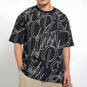 T-shirts tendance à motifs imprimés intégraux, effet délavé à l'acide, nouvelle collection, faible MOQ, coupe oversize, meilleure qualité, pour hommes - Product Image 5