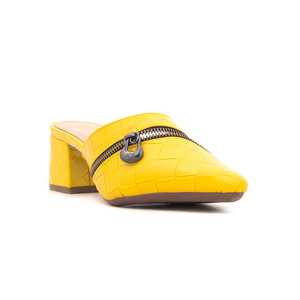 Sandalias de Tacón con Espalda Abierta Color Amarillo - Product Image 3