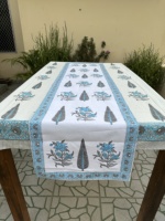 Nappe de table Jaipur faite à la main, moderne, à imprimé floral, en pur coton, imprimée au bloc, écologique, lavable, personnalisable, multi-formes