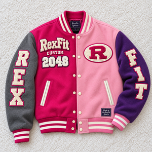 Chaqueta de Béisbol Personalizada para Hombre con Paneles Divididos, Bordado de Letras en Chenilla y Gráficos en las Mangas, Proveedor Mayorista - Product Image 3