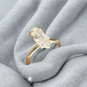Bijoux fins de luxe, or jaune 9 carats, certificat IGI, diamant de laboratoire 1 carat, coupe ovale, bague de fiançailles solitaire, bague de mariage - Product Image 3