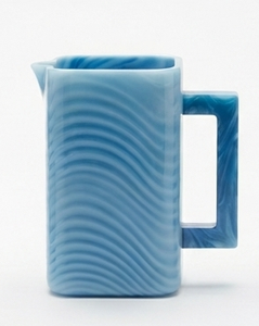 Carafe à thé et café en céramique moderne marbrée bleue, finition perlée, torsadée, 1,8 L, pour service, artisanale - Product Image 2