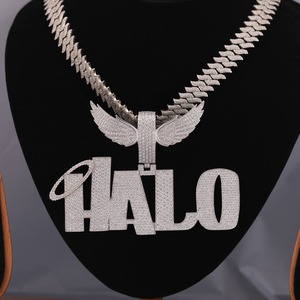 Personalized Halo <b>Name</b> Pendant 925 Silver VVS Moissanite Round Brilliant Cut Luxury Hip Hop <b>Custom</b> Letter Unisex Party <b>Necklace</b> - Product Image 4