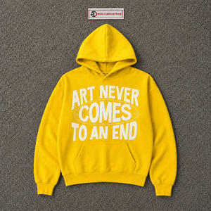 Sudadera con capucha amarilla para hombre, con estampado Art Never Comes To An End, estilo informal, de algodón, felpa francesa, ropa de otoño a la moda - Product Image 5