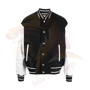 Chaqueta Varsity de Cuero PU Personalizada para Hombre, Estilo Urbano con Letras Bordadas, Nueva Colección - Product Image 6