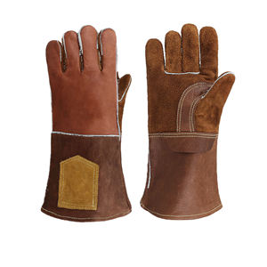 OEM Welder Gloves Supplier Cheap Goatskin Cowhide Leather Heat Resistant Safety Hand Work TIG Argon Welding Gloves - Product Image 4