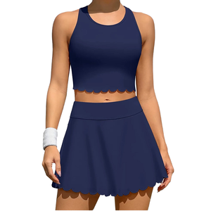 Women's Custom Logo Eco-Friendly Quick Dry Plus Size Two-Piece Tennis Skirt Set High Waist Fitness Yoga Skirt Spandex/Nylon - Product Image 3