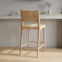 Chaise de comptoir réglable en hauteur, tissée à la main, avec dossier solide, design moderne, pour bar à domicile, îlot de cuisine, salon, hôtel, extérieur