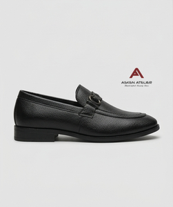 <b>Men's</b> Synthetic Leather Loafers | Round Toe <b>Slip</b>-<b>On</b> <b>Shoes</b> with Buckle Details, Breathable Rubber Outsole for All-Season Wear - Product Image 3