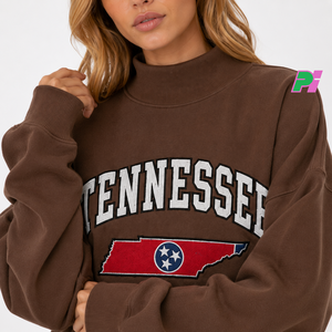Sweat-shirt à col montant pour femme avec inscription TENNESSEE et appliqué carte, épais et lourd, idéal pour l'hiver - Product Image 6