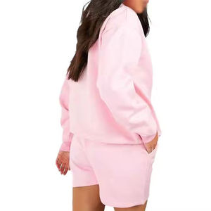 Conjuntos cortos personalizados de dos piezas para mujer, sudadera con capucha de manga larga y pantalones cortos de gimnasio, ropa de primavera para mujer - Product Image 5