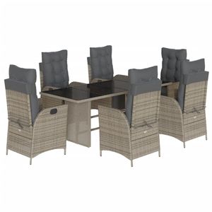 Set da Pranzo da Giardino in Rattan Grigio per 6 Persone, Resistente alle Intemperie, Arredamento da Esterno in Stile Contemporaneo - Product Image 2