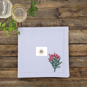 <b>Linen</b> napkin embroidered red wildflower bouquet, vivid colors brighten festive table <b>settings</b> - Product Image 1