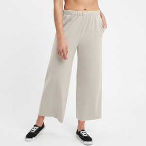 Pantalon large taille haute pour femme, longueur mollet, 100 % coton respirant, coupe ample, poches latérales, style printemps - Product Image 1