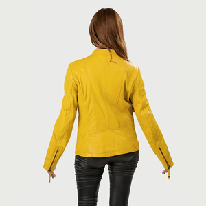 Veste de moto en cuir d'agneau véritable marron pour femme PIHA SPORTS, coupe aviateur, coupe-vent et séchage rapide, fermeture éclair pour l'hiver - Product Image 6