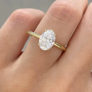 แหวนเพชรแท้ทรงรี Tishya Diamond ผลิตในห้องปฏิบัติการ ทองคำแท้ 10K สไตล์วินเทจ สำหรับวันครบรอบและขอแต่งงาน - Product Image 4