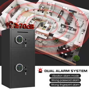 Lớn điện tử kỹ thuật số Khóa vân tay an toàn tiền gửi hộp với dấu vân tay + mật khẩu kép hệ thống báo động cửa đôi và thả khe cắm - Product Image 5