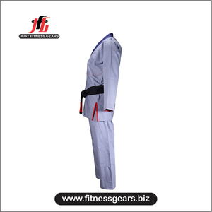 Uniformes d'arts martiaux unisexes en polyester/coton légers, respirants et durables, sur mesure de haute qualité, entièrement personnalisables à l'avant - Product Image 3