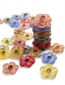 Al por mayor Cuentas de cristal de lampwork vintage con diseño de girasol, colores surtidos, 3mm, tipo disco plano en capas, roseta, para comercio africano - Product Image 4