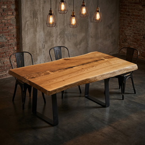 Modern Wood <b>Coffee</b> <b>Table</b> Rustic Design Handmade <b>Metal</b> <b>Legs</b> Natural Finish Living Room Furniture - Product Image 5