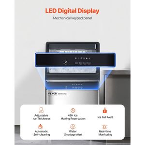 Macchina per il ghiaccio commerciale da 120 libbre/24 ore con capacità di stoccaggio di 33 libbre, 55 cubetti di ghiaccio in 15 minuti, pompa di scarico digitale a LED - Product Image 4
