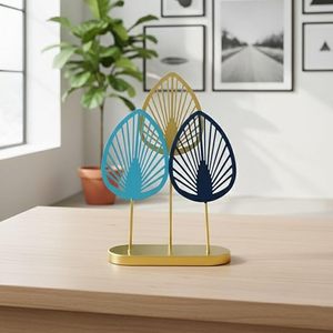 Decoración moderna de hojas metálicas en azul, dorado y azul marino para exhibir sobre la mesa - Product Image 1