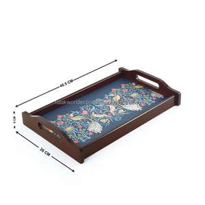 Plateaux de service en bois MDF de qualité, plateau en bois rectangulaire vintage, plateau alimentaire en bois avec poignée de Falak World Export - Product Image 2