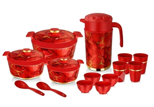 Anax 14 Pieces Marble Cookware Set with Lid Cups Bowls Jug and Spoons Kitchen Tableware Set - Product Image 4