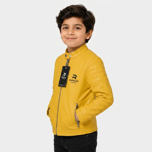 Modern kids leather <b>jacket</b> with soft inner lining durable construction and comfortable fit for every season and daily wear - Product Image 6