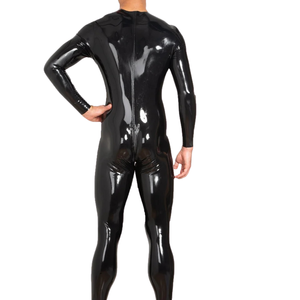 Combinaison intégrale en latex noir pour homme, manches longues, ajustée, costume pour adulte - Product Image 2