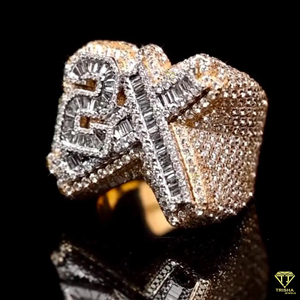 Premium 2X Moissanite Diamond <b>Ring</b> For <b>Men</b> Gold Finish Iced Out Hip Hop Jewelry Luxury Party Accessory - Product Image 1