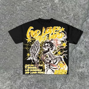 Camiseta Unisex Extra Grande de Corte Cuadrado para Hombre, Ecológica, Transpirable, de Manga Corta, Estilo Hip Hop, Moda Urbana de Verano, 100% Algodón - Product Image 5