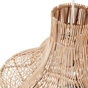 Abat-jour en rotin tressé en treillis ouvert, forme dôme évasé ondulé, pour lampe suspendue à col étroit allongé - Product Image 4