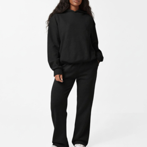 Ensemble de survêtement à capuche pour femmes, sweat-shirt décontracté surdimensionné avec poches latérales, pantalon long, 100% coton, vêtements d'automne - Product Image 6