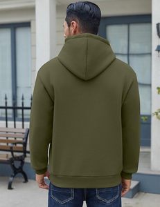 Mens Warm <b>Thermal</b> <b>Fleece</b> Pullover Hoodie With Ribbed Cuffs And Comfortable Fit For Cold Weather - Product Image 2
