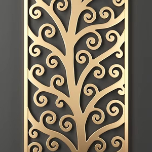 Divisor de Habitaciones Metálico Decorativo Moderno, Panel de Separación con Corte Láser, Patrón Art Deco, Translúcido, Multifuncional, Impermeable - Product Image 1