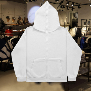 Sudadera con capucha y cremallera completa de algodón de 300 g/m² para hombre, personalizada con estampado en relieve y bordado, del fabricante - Product Image 3