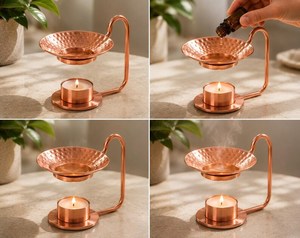 Lámpara Difusora de Aromaterapia de Cobre con Portavelas para Aceites Esenciales - Product Image 3