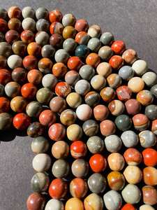 ลูกปัดหินแจสเปอร์ธรรมชาติทรงกลม สีน้ำตาล แดง เหลือง เขียว สวยงาม คุณภาพสูง ร้อยเป็นเส้นยาว 15.5 นิ้ว - Product Image 5