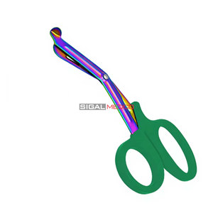 Tijeras EMT de 7.25 Pulgadas con Hojas Arcoíris y Mango Verde, Acero Inoxidable Alemán, Tijeras Utilitarias EMT para Emergencias y Traumatismos - Product Image 2